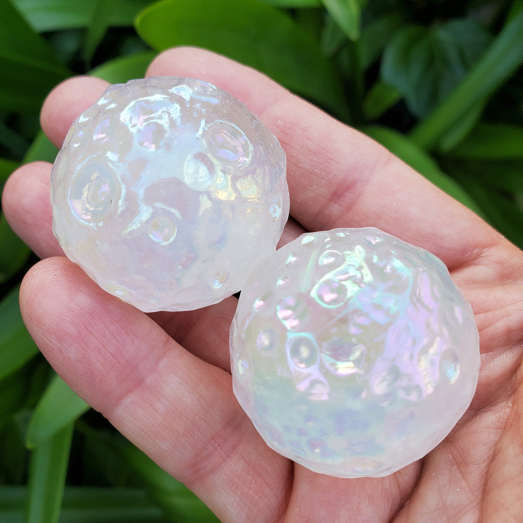 Aura Quartz Full Moon Sphere - Counteracts Negative Energy, Magnifies Positive Energy, Cleanses Aura - Angel Quartz Crystal Ball Gemstone