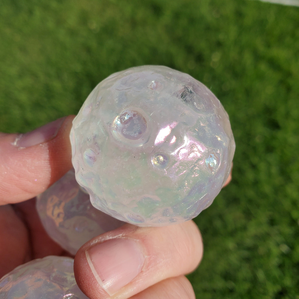 Aura Quartz Full Moon Sphere - Counteracts Negative Energy, Magnifies Positive Energy, Cleanses Aura - Angel Quartz Crystal Ball Gemstone