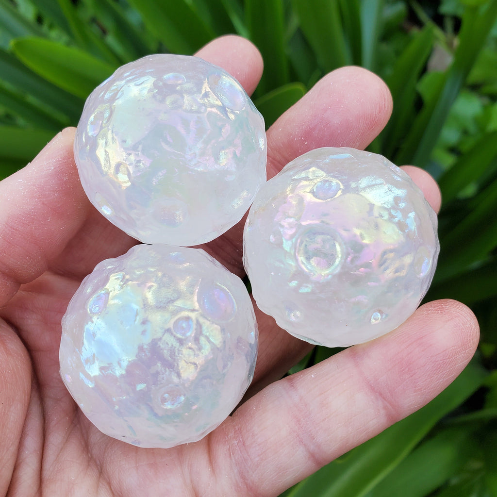 Aura Quartz Full Moon Sphere - Counteracts Negative Energy, Magnifies Positive Energy, Cleanses Aura - Angel Quartz Crystal Ball Gemstone