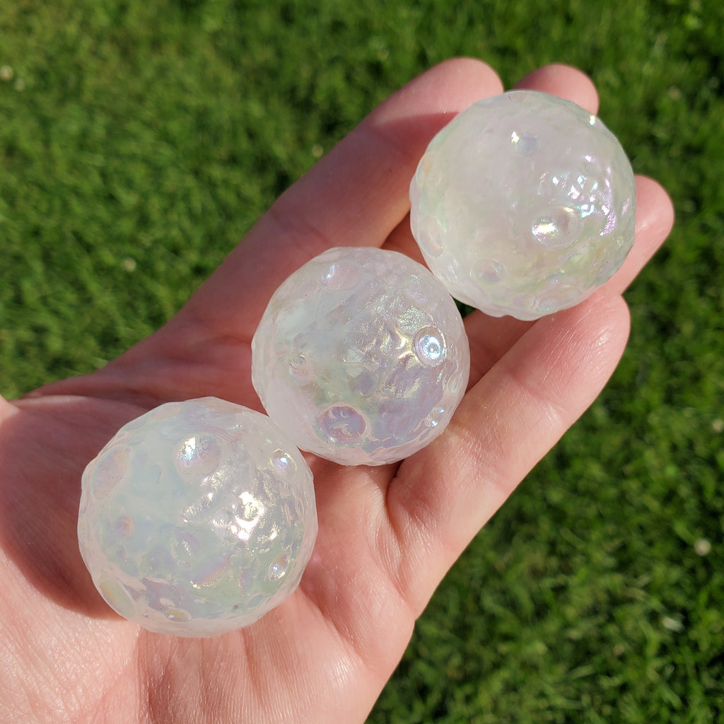 Aura Quartz Full Moon Sphere - Counteracts Negative Energy, Magnifies Positive Energy, Cleanses Aura - Angel Quartz Crystal Ball Gemstone