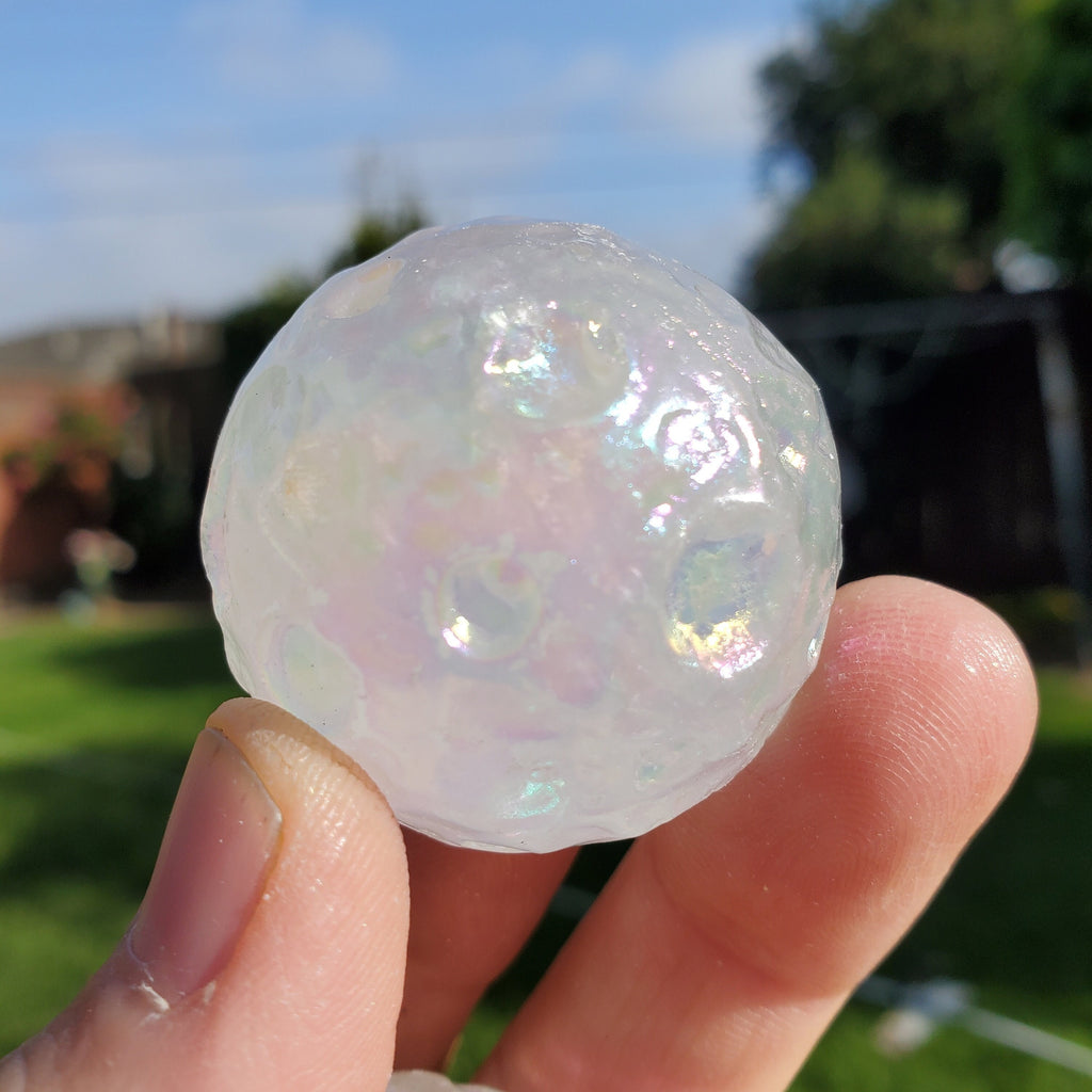 Aura Quartz Full Moon Sphere - Counteracts Negative Energy, Magnifies Positive Energy, Cleanses Aura - Angel Quartz Crystal Ball Gemstone