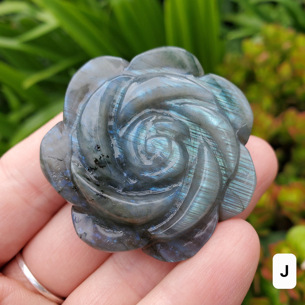 Flashy Labradorite Flower - Awareness, Connection, Intuition - Crystal Rose Carving Healing Crystal Gemstone