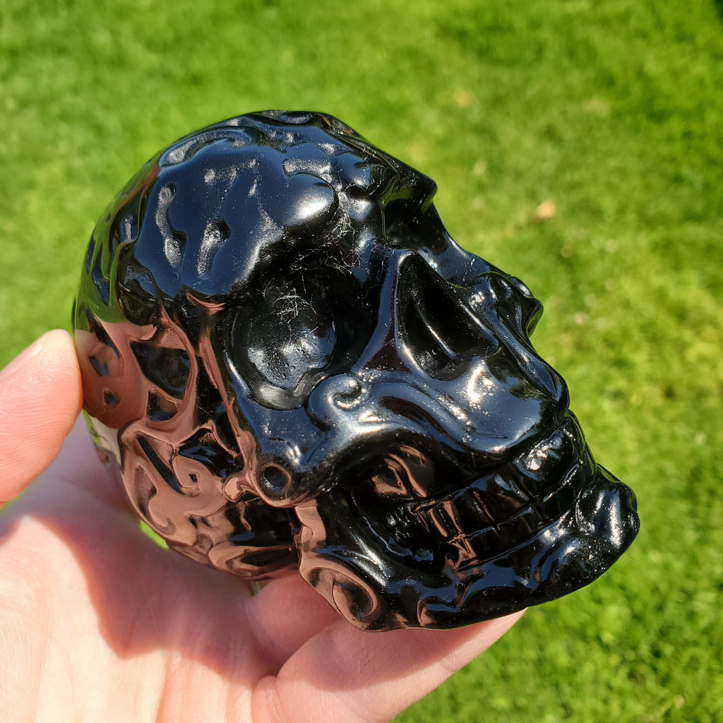 Obsidian Sugar Skull - Self Reflection, Release Negative Energies - Obsidian Black Skull Healing Crystals Gemstones