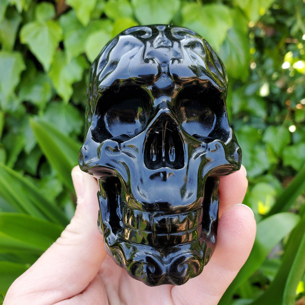 Obsidian Sugar Skull - Self Reflection, Release Negative Energies - Obsidian Black Skull Healing Crystals Gemstones