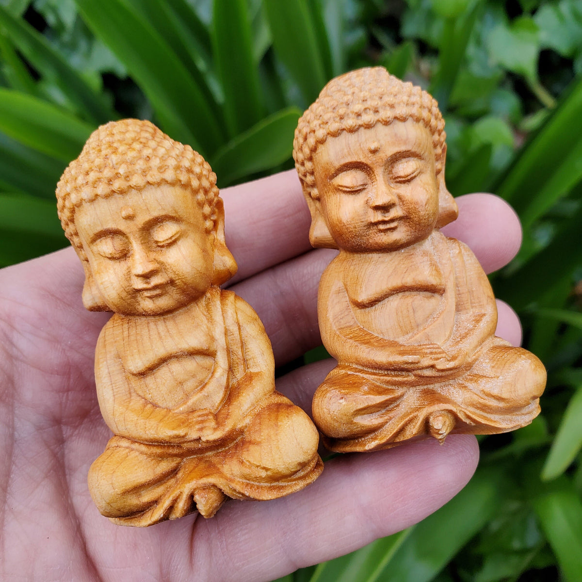 Cypress Wood Buddha Carving - A Symbol of Immortality, Protective From Negative Energies - 2.65" Carved Buddha Statue