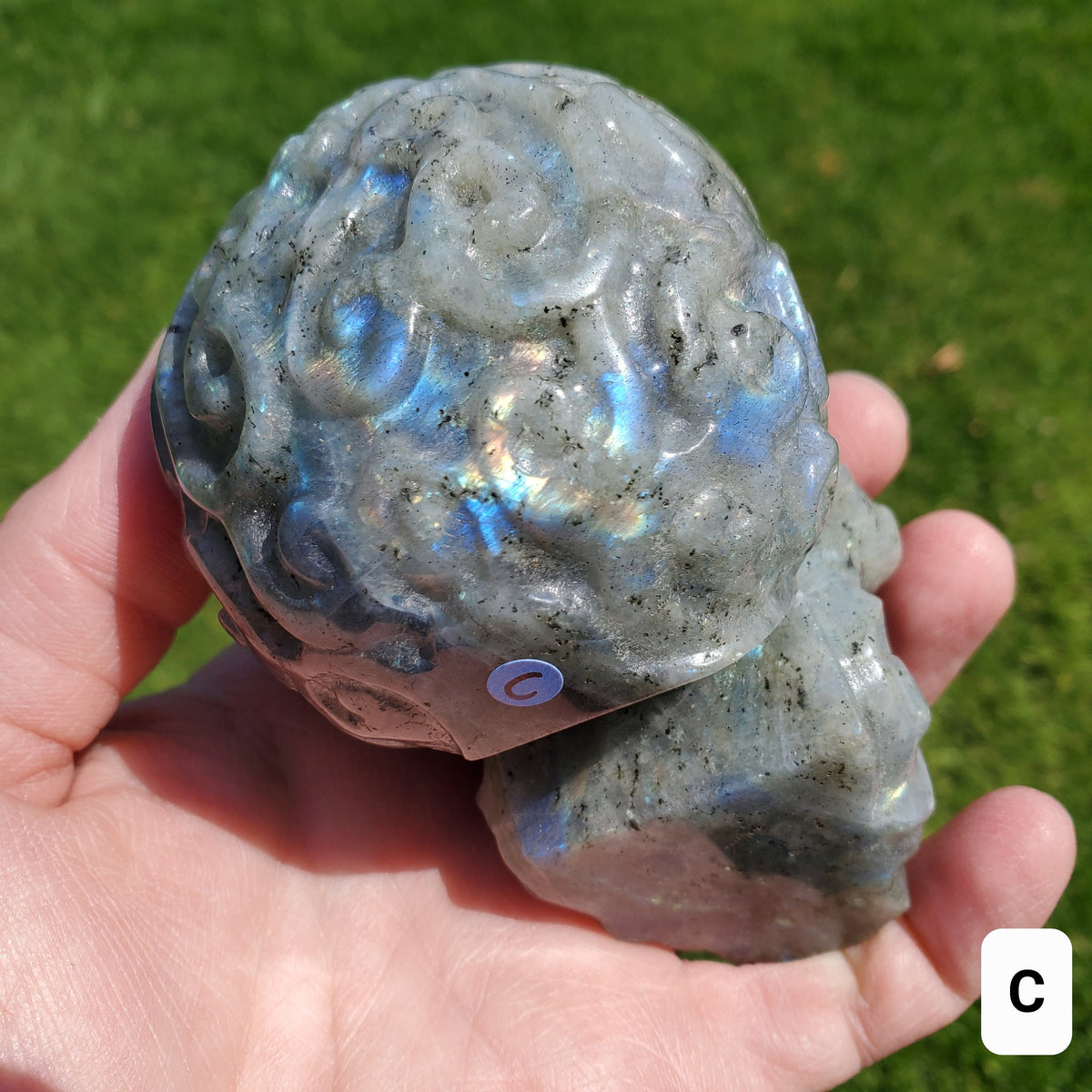 Labradorite Sugar Skull - Dreams, Awareness, Connection, Intuition, Wisdom - 3.90" Labradorite Healing Crystal Lab Skull Carving