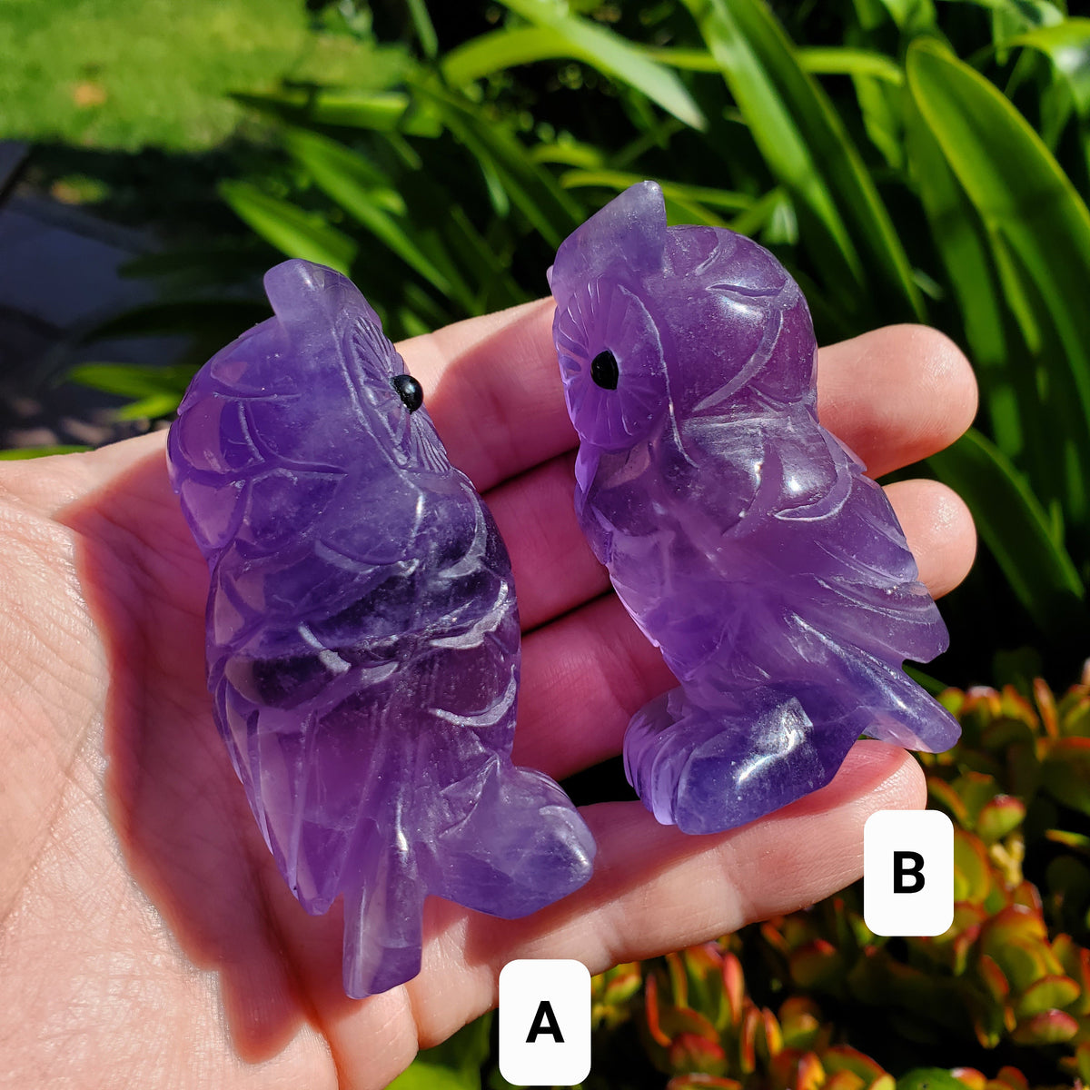 Cute Purple Fluorite Owl - Stability, Concentration, Energetic Protection - Standing Crystal Owl Healing Crystal Gemstone
