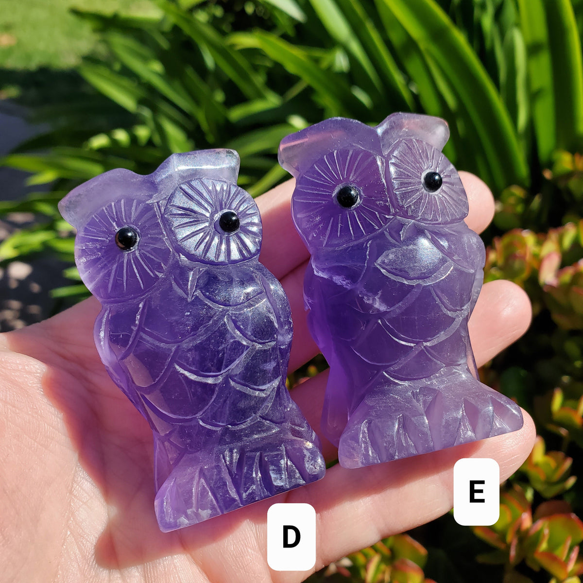 Cute Purple Fluorite Owl - Stability, Concentration, Energetic Protection - Standing Crystal Owl Healing Crystal Gemstone