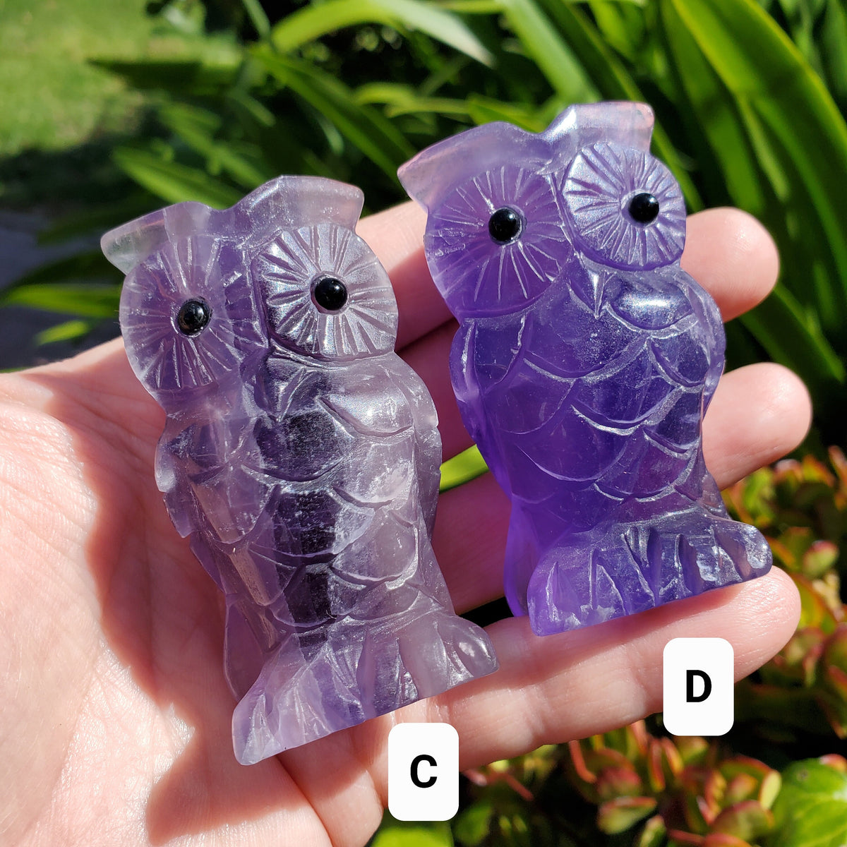 Cute Purple Fluorite Owl - Stability, Concentration, Energetic Protection - Standing Crystal Owl Healing Crystal Gemstone