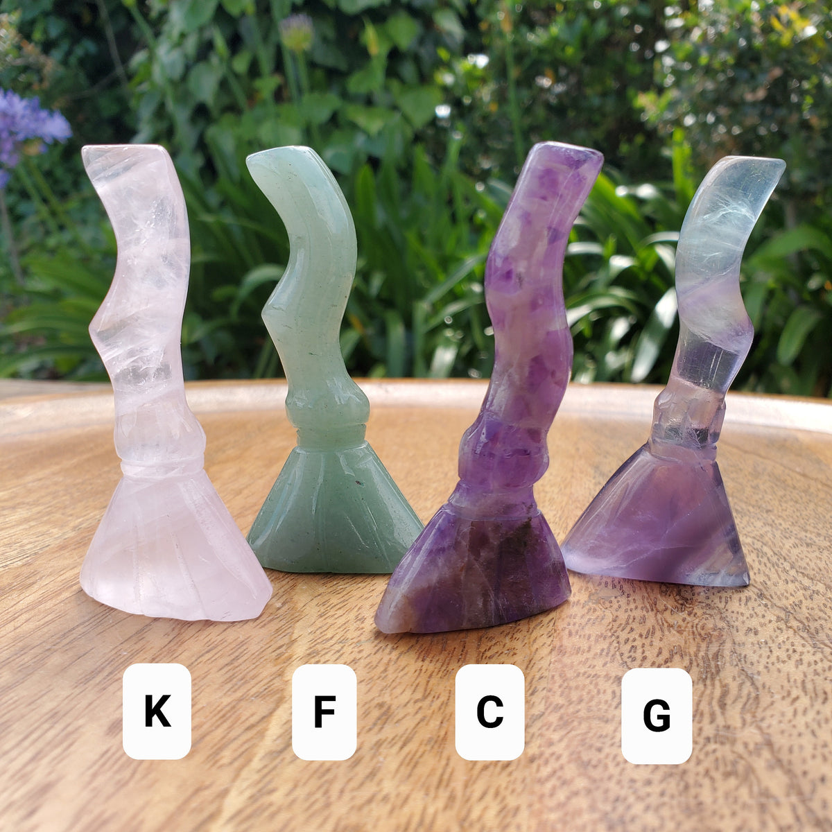 Cute Crystal Broom - Amethyst, Lepidolite, Fluorite, Green Aventurine or Rose Quartz - Witchy Broom Crystal Healing Gemstone
