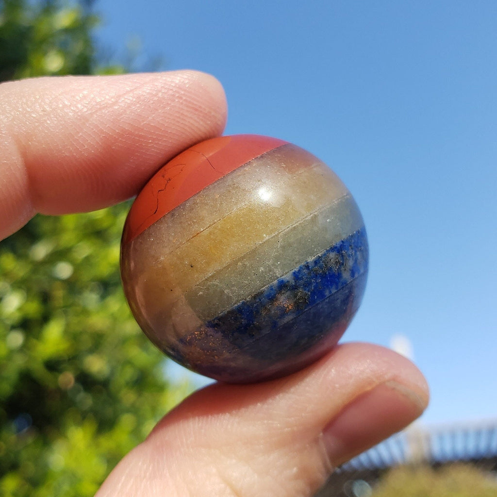 Small Chakra Sphere - Grounding, Manifestation, Self Reflection, Prosperity, Wisdom, Strength, Awareness - Chakra Crystal Ball Gemstone