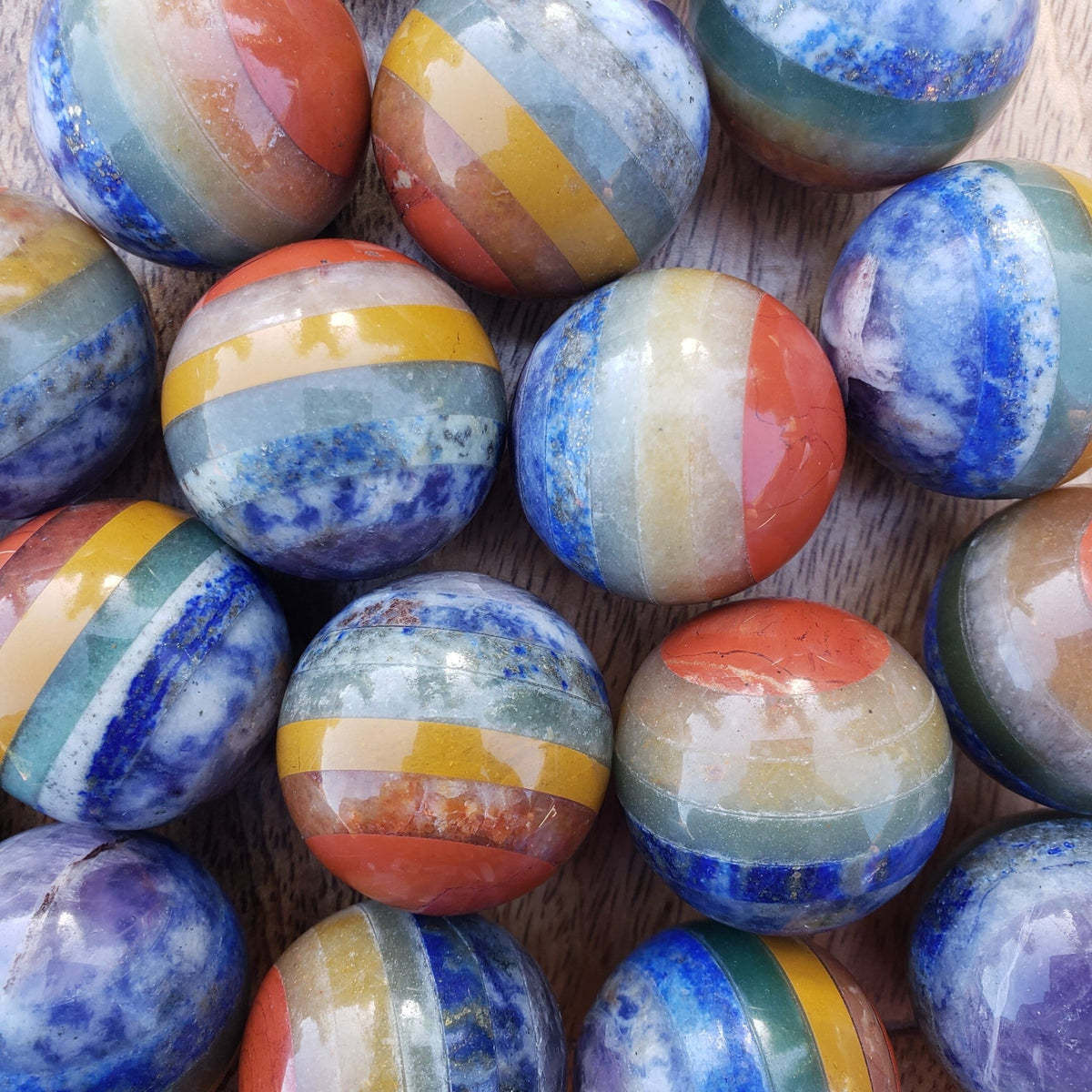Small Chakra Sphere - Grounding, Manifestation, Self Reflection, Prosperity, Wisdom, Strength, Awareness - Chakra Crystal Ball Gemstone
