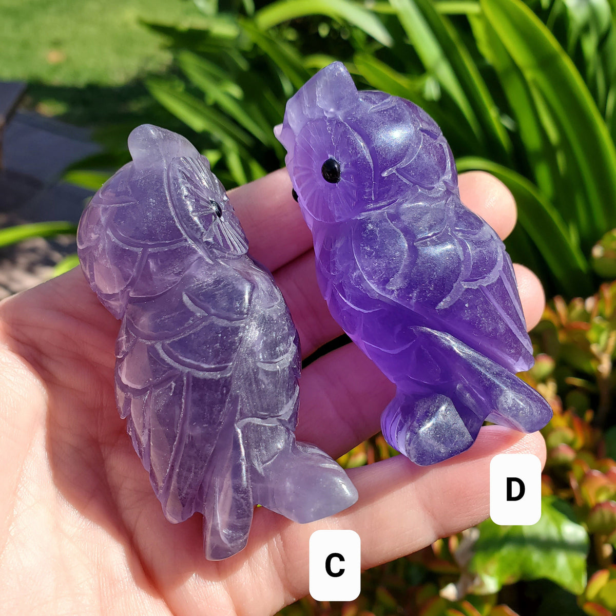 Cute Purple Fluorite Owl - Stability, Concentration, Energetic Protection - Standing Crystal Owl Healing Crystal Gemstone