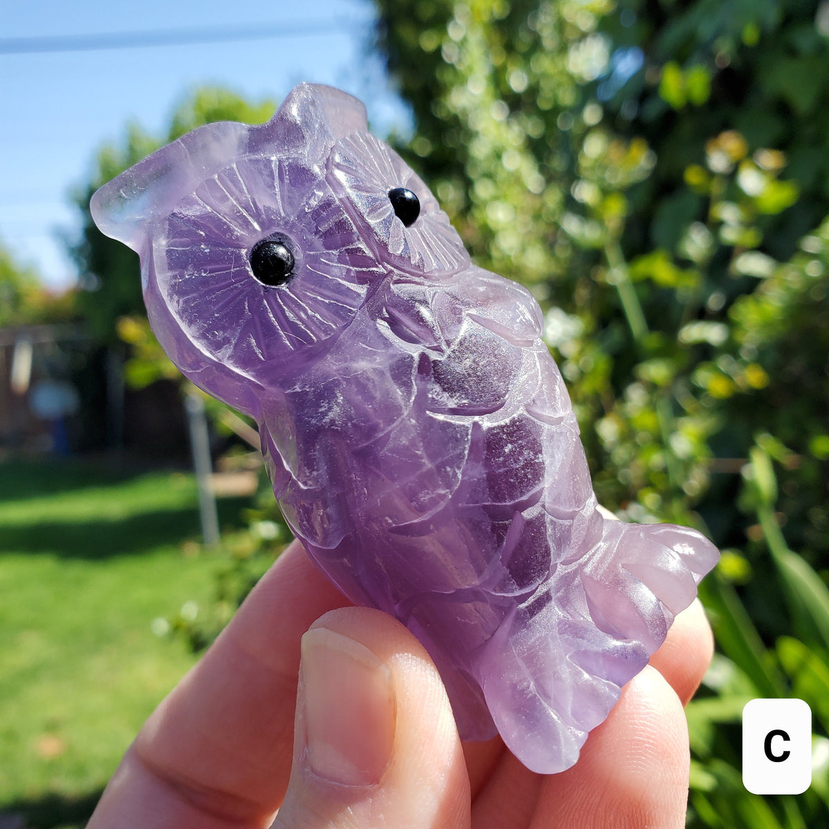 Cute Purple Fluorite Owl - Stability, Concentration, Energetic Protection - Standing Crystal Owl Healing Crystal Gemstone
