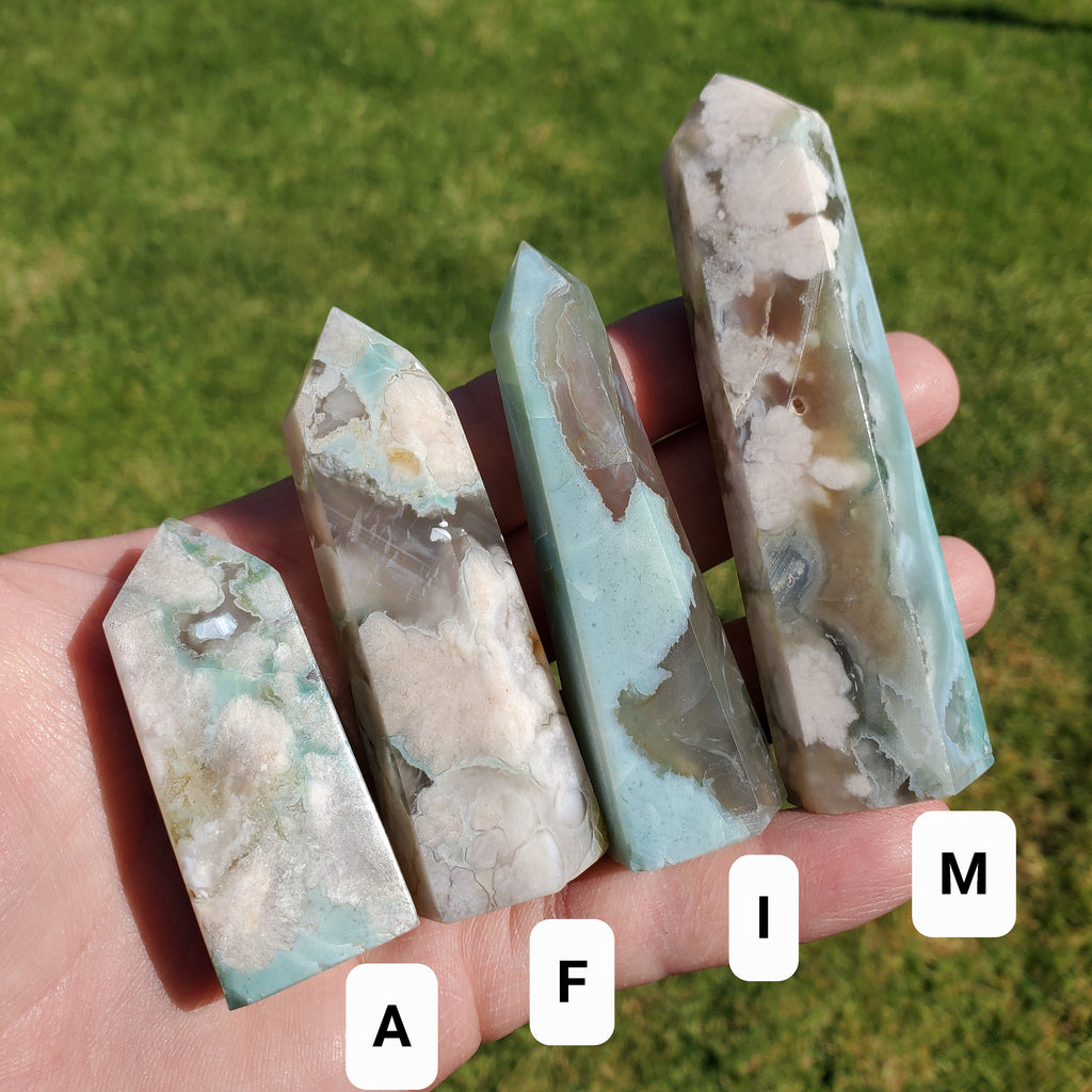 Green Flower Agate Tower - Gentle, Nourishing, Growth - Flower Agate Crystal Tower Crystal Healing Gemstone