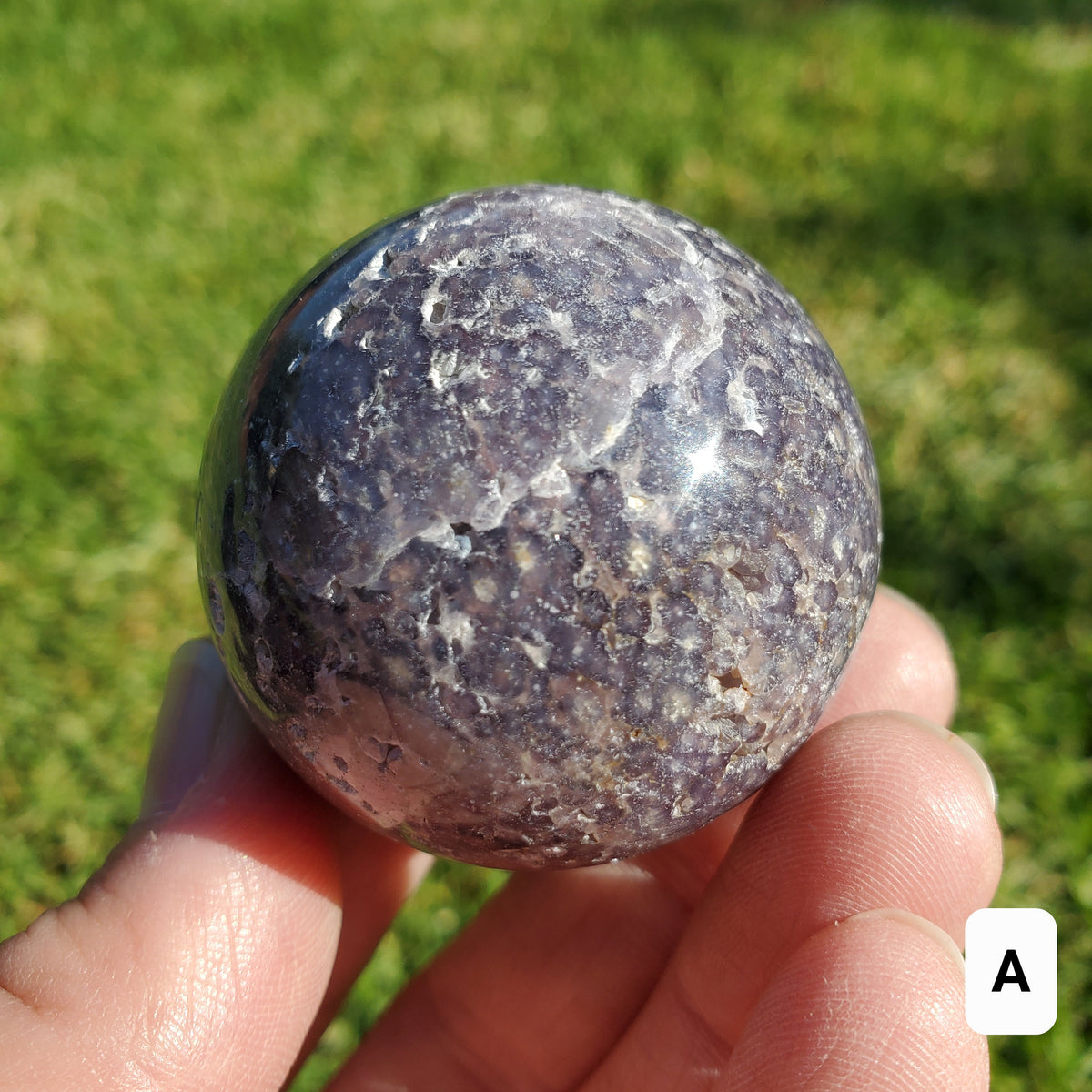 Grape Agate Sphere - Psychic Protection, Dreams, Intuition - Agate Crystal Ball Healing Crystals Gemstones