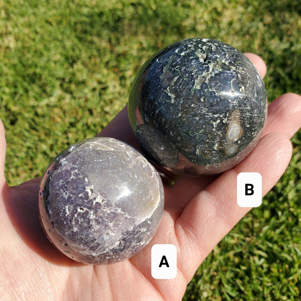 Grape Agate Sphere - Psychic Protection, Dreams, Intuition - Agate Crystal Ball Healing Crystals Gemstones