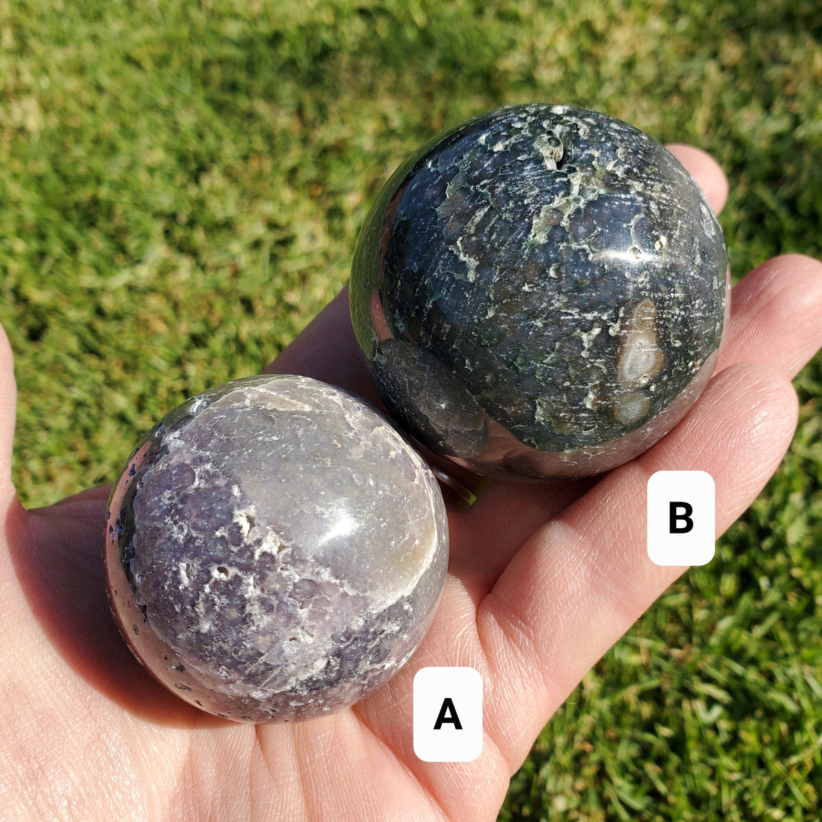 Grape Agate Sphere - Psychic Protection, Dreams, Intuition - Agate Crystal Ball Healing Crystals Gemstones