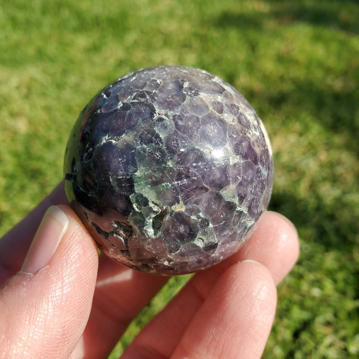 Grape Agate Sphere - Psychic Protection, Dreams, Intuition - Agate Crystal Ball Healing Crystals Gemstones