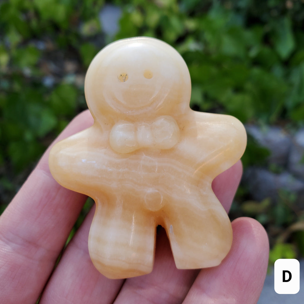 Orange Calcite Gingerbread Man - Confidence, Self-Esteem, Creative & Sexual Energy - Calcite Crystal Gingerbread Healing Gemstone
