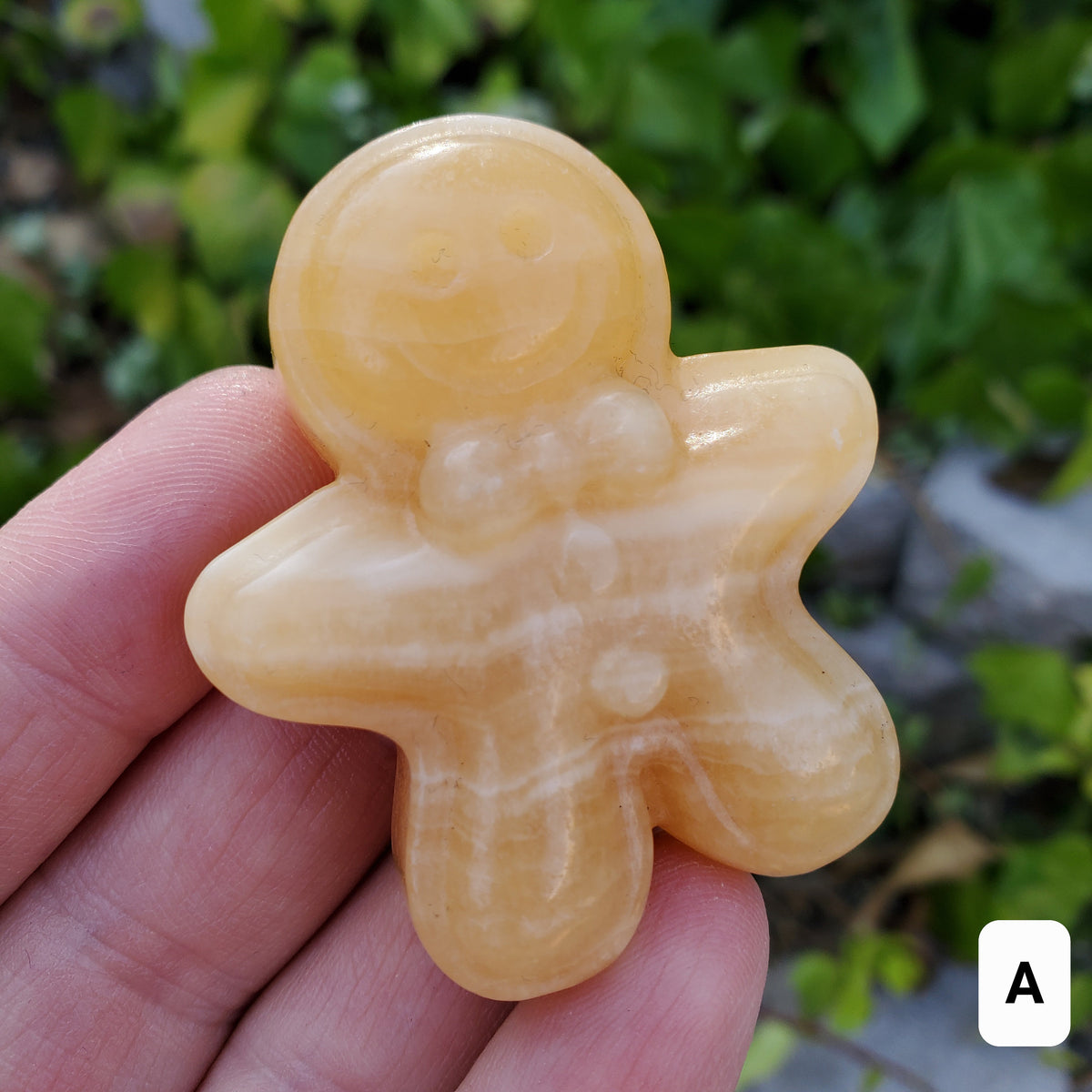 Orange Calcite Gingerbread Man - Confidence, Self-Esteem, Creative & Sexual Energy - Calcite Crystal Gingerbread Healing Gemstone