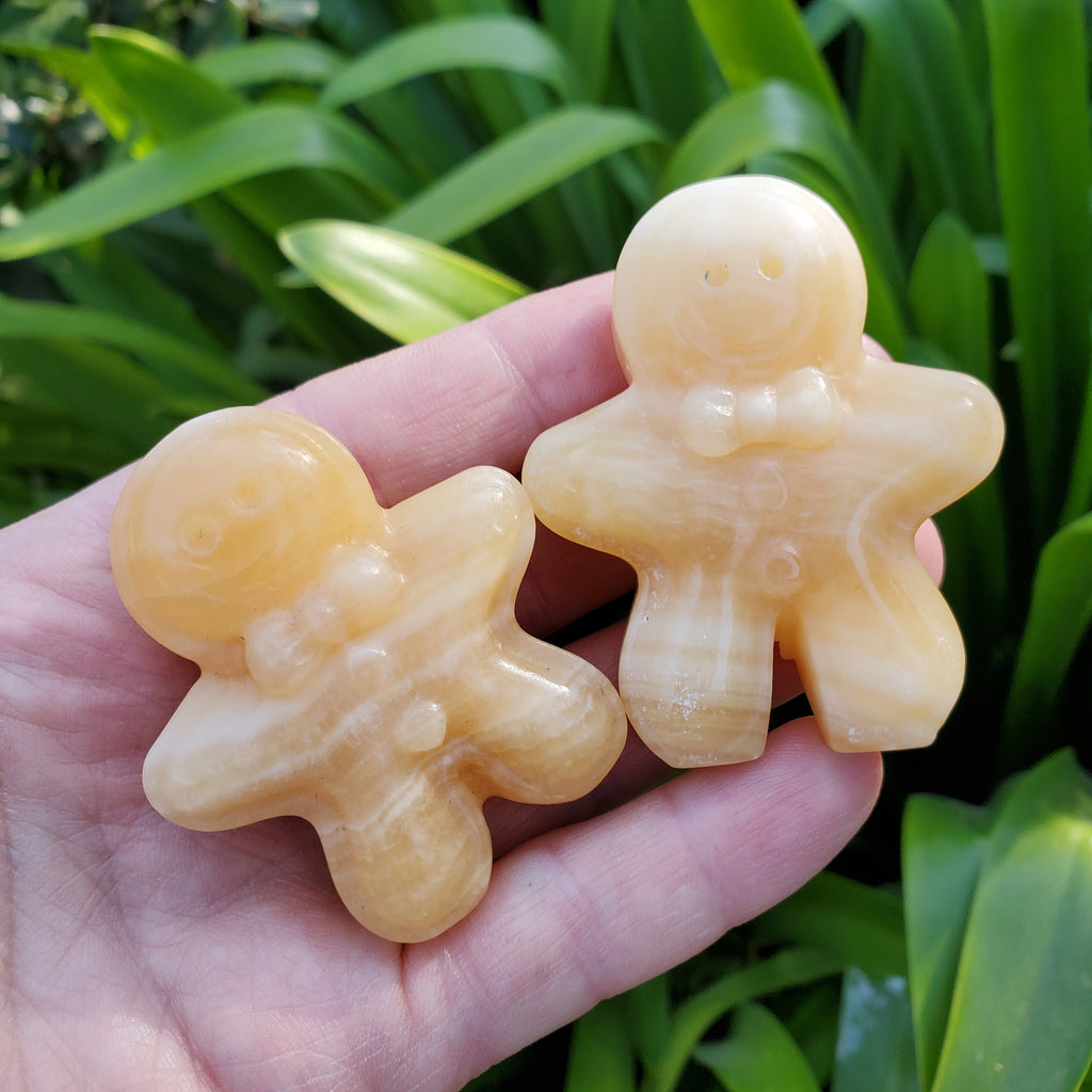 Orange Calcite Gingerbread Man - Confidence, Self-Esteem, Creative & Sexual Energy - Calcite Crystal Gingerbread Healing Gemstone