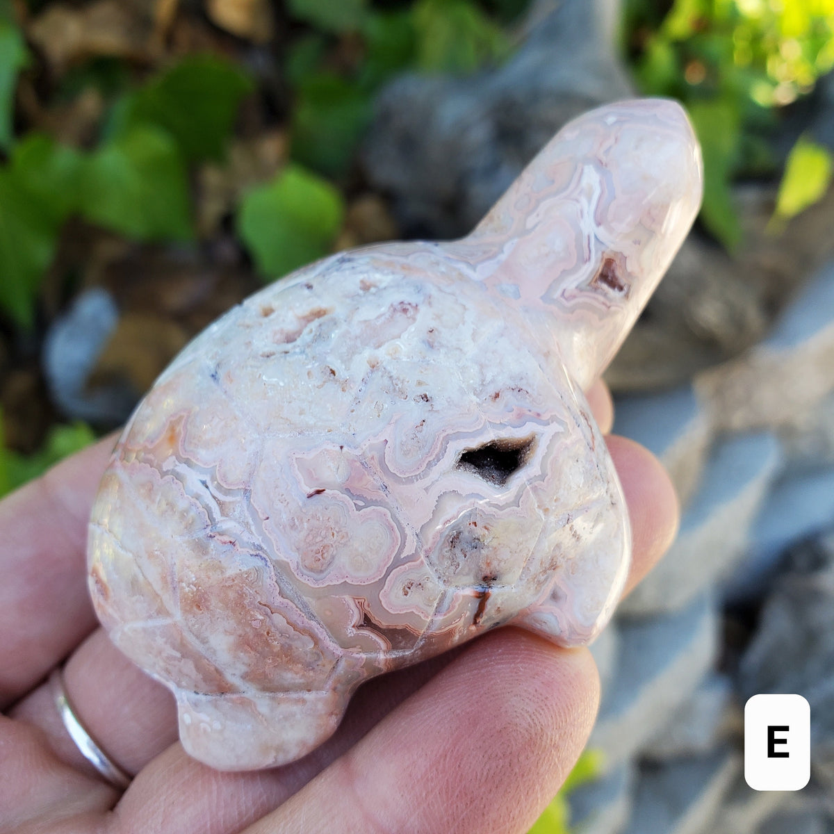 Druzy Pink Lace Agate Turtle - Balance Physical, Mental, Emotional - Pink Agate Crystal Turtle Carving Healing Gemstone