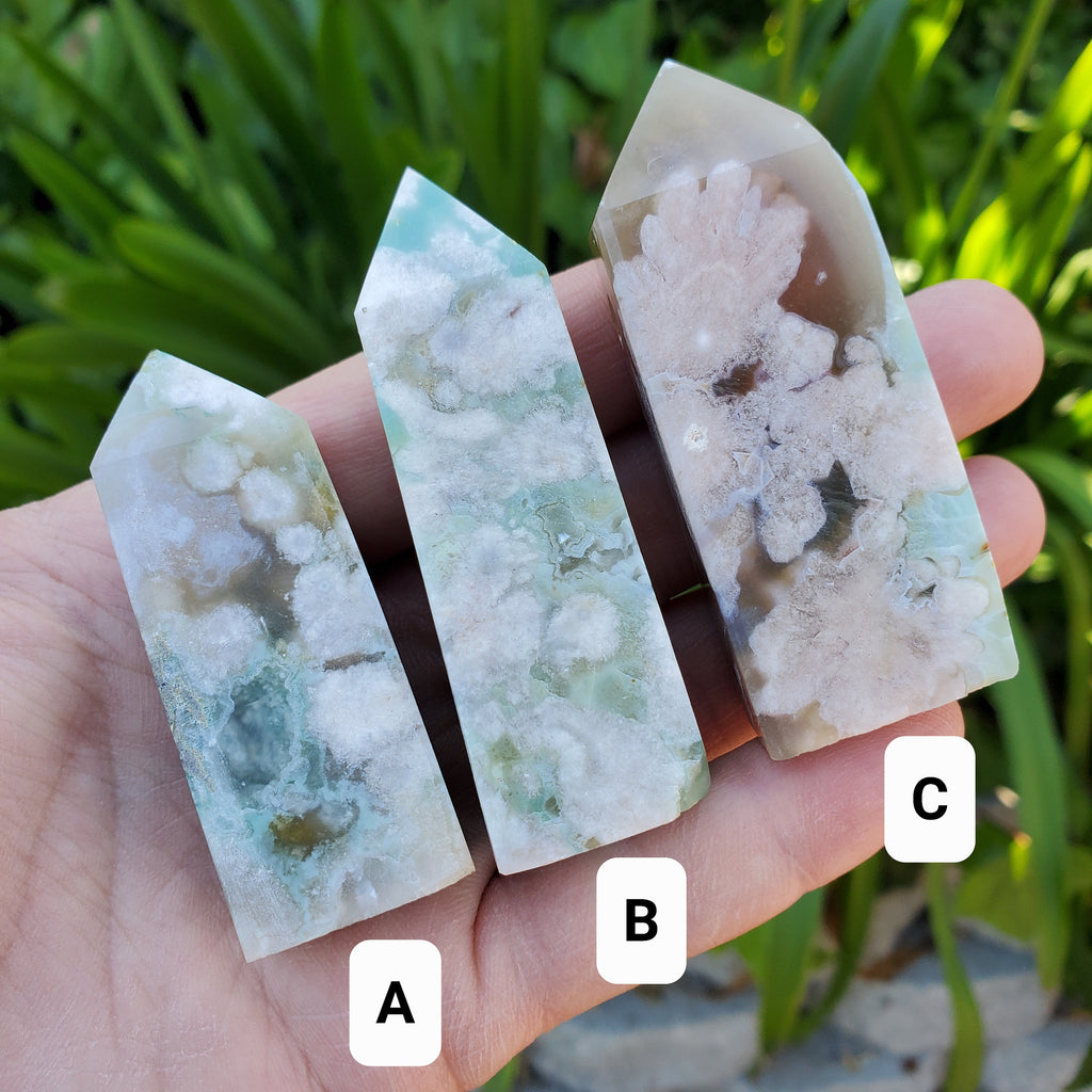 Green Flower Agate Tower - Gentle, Nourishing, Growth - Flower Agate Crystal Tower Crystal Healing Gemstone