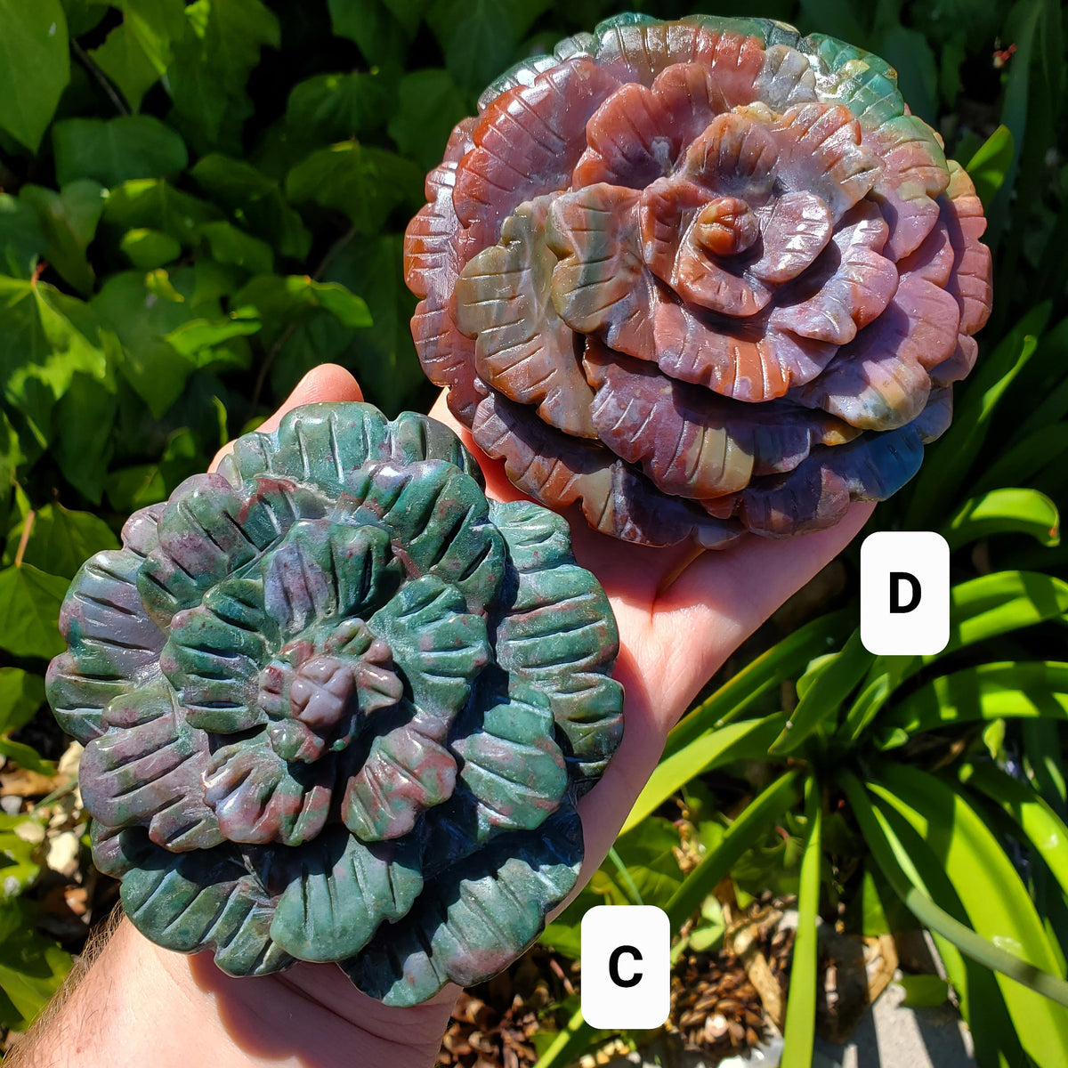 Big Ocean Jasper Flower - Strength, Renewal, Tranquility - Jasper Crystal Rose Carving Healing Crystals Gemstones