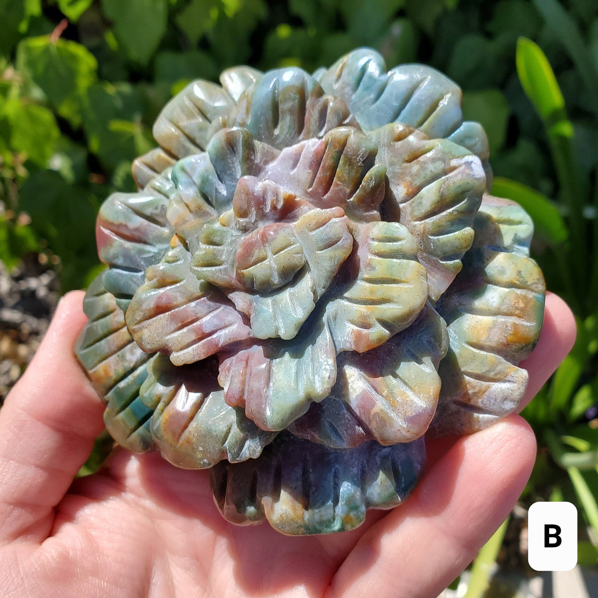 Big Ocean Jasper Flower - Strength, Renewal, Tranquility - Jasper Crystal Rose Carving Healing Crystals Gemstones