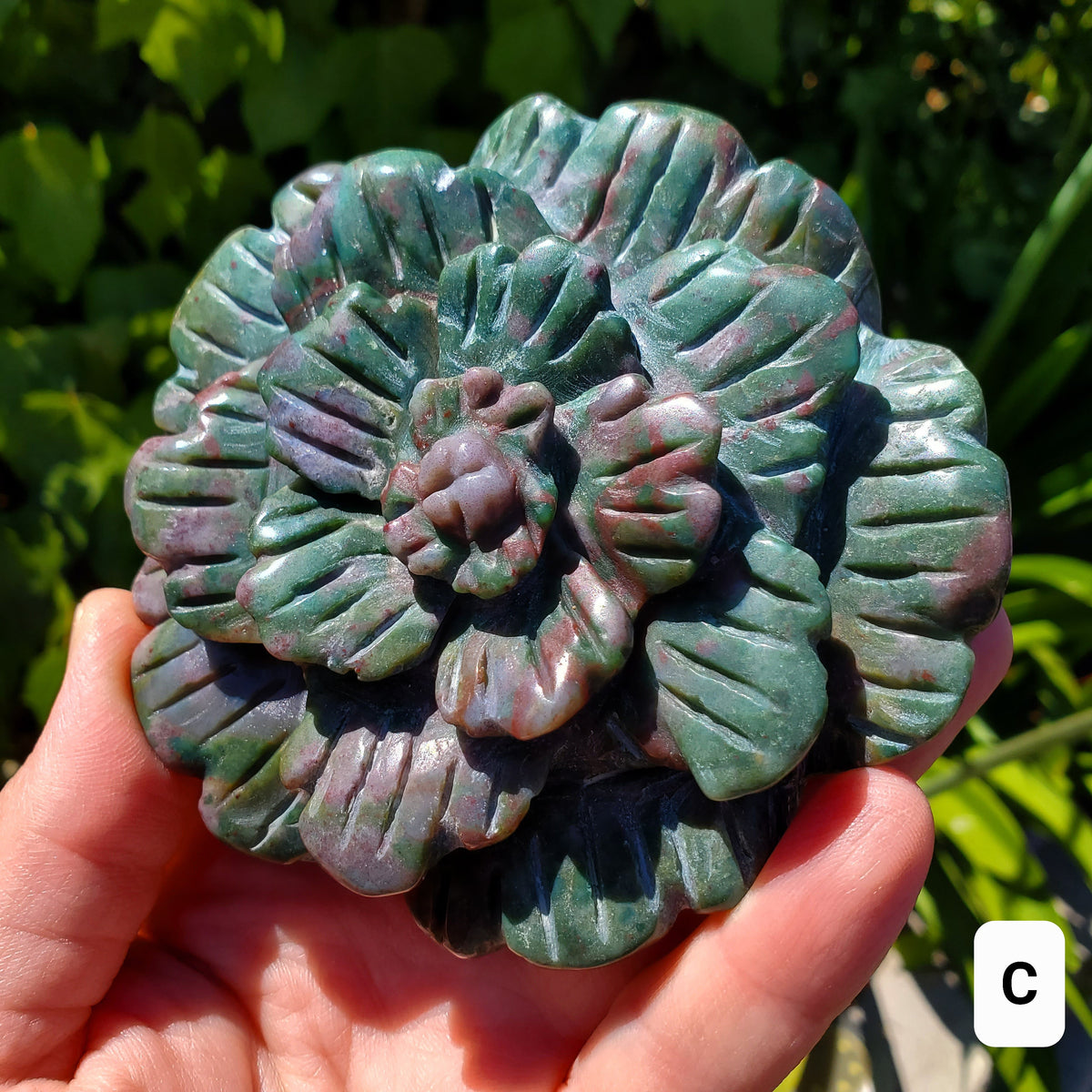 Big Ocean Jasper Flower - Strength, Renewal, Tranquility - Jasper Crystal Rose Carving Healing Crystals Gemstones
