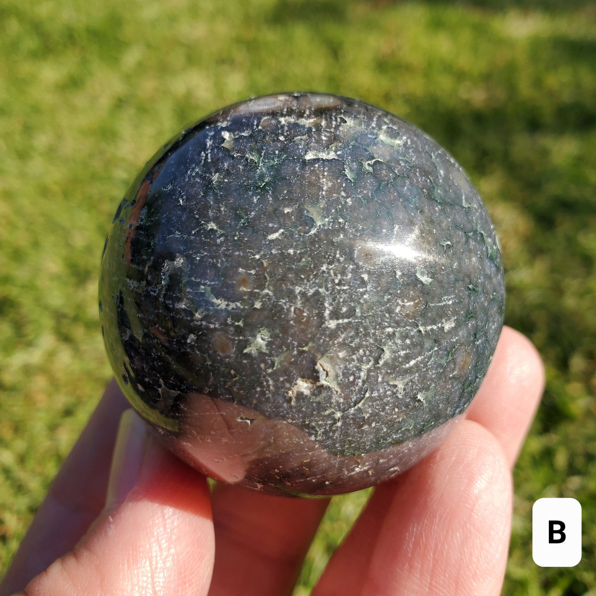 Grape Agate Sphere - Psychic Protection, Dreams, Intuition - Agate Crystal Ball Healing Crystals Gemstones