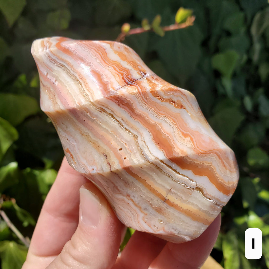 Pink Lace Agate Crystal Flame - Balance of the Physical, Mental & Emotional - Pink Agate Flame Healing Gemstone