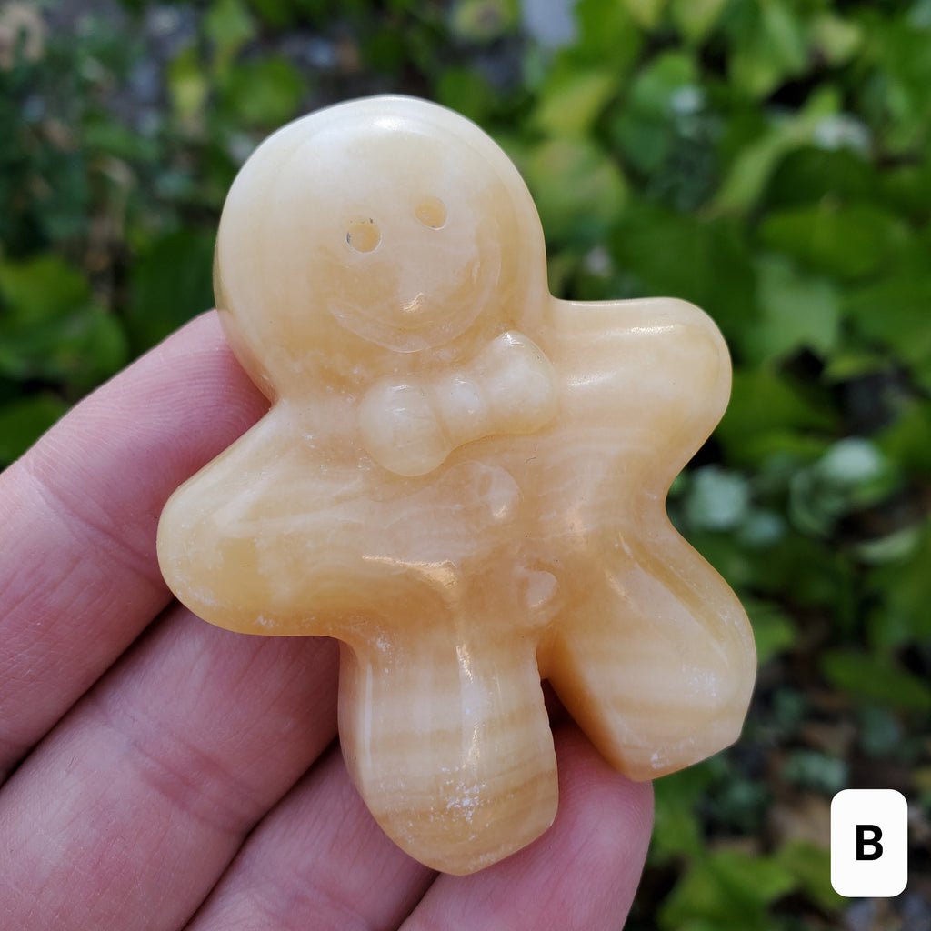 Orange Calcite Gingerbread Man - Confidence, Self-Esteem, Creative & Sexual Energy - Calcite Crystal Gingerbread Healing Gemstone