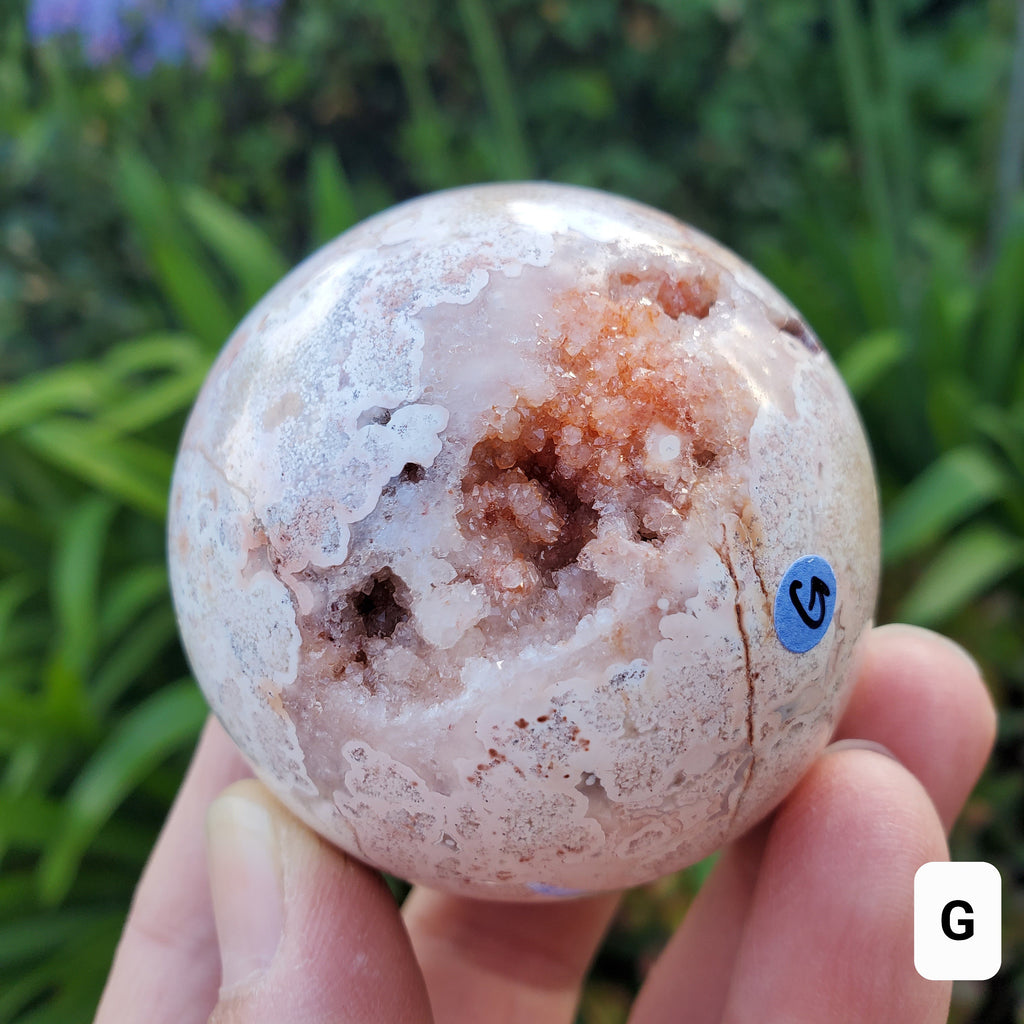 Pink Lace Agate Druzy Half Sphere - Balance of the Physical, Mental & Emotional - Pink Agate Crystal Ball Healing Gemstone