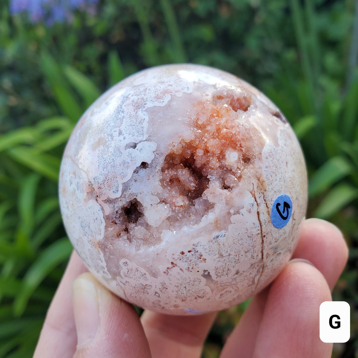 Pink Lace Agate Druzy Half Sphere - Balance of the Physical, Mental & Emotional - Pink Agate Crystal Ball Healing Gemstone