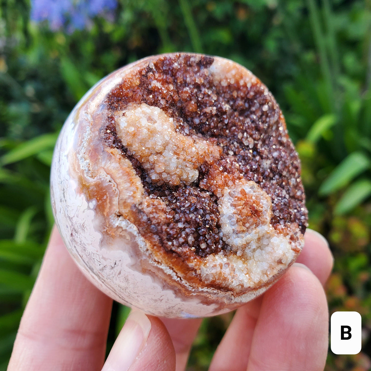 Pink Lace Agate Druzy Half Sphere - Balance of the Physical, Mental & Emotional - Pink Agate Crystal Ball Healing Gemstone