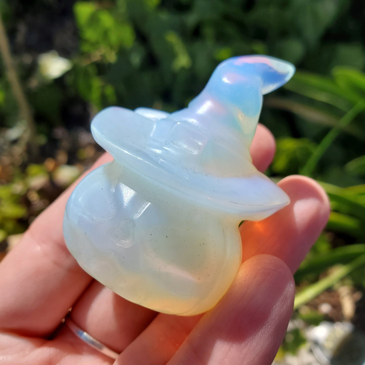 Opalite Pumpkin with Witch Hat - Confidence, Boost Inner Power, Stabilizing - Crystal Pumpkin Carving Healing Gemstones