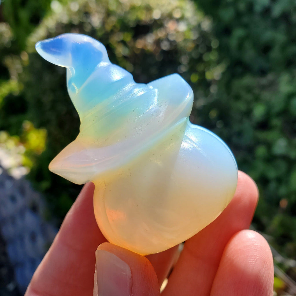 Opalite Pumpkin with Witch Hat - Confidence, Boost Inner Power, Stabilizing - Crystal Pumpkin Carving Healing Gemstones