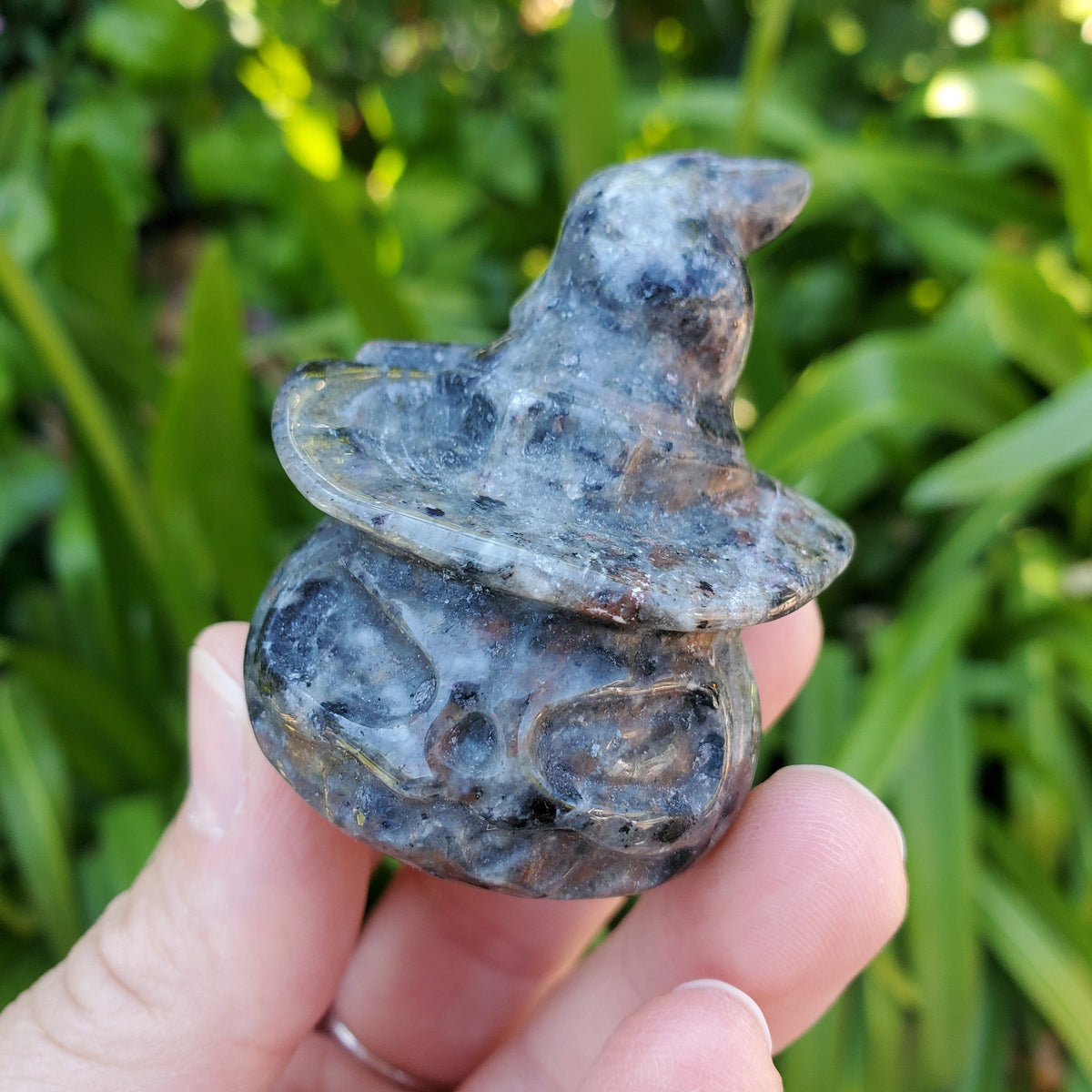 Yooperlite Pumpkin | Glowing Crystal Stone with UV Light - Personal Growth, Positive Environment - Crystal Pumpkin Carving