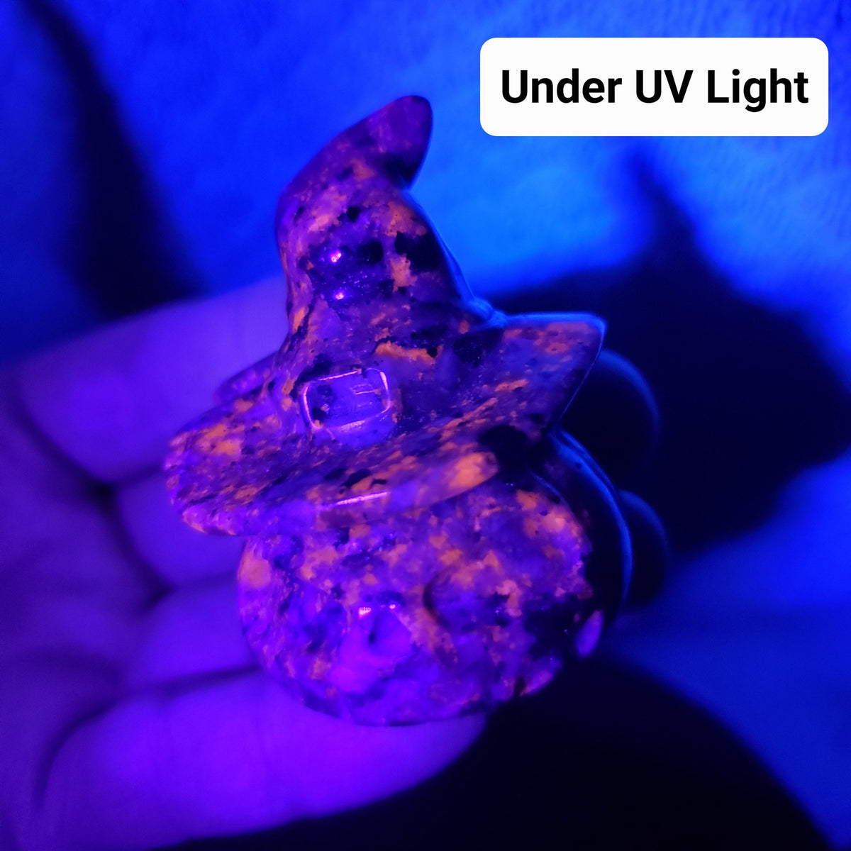 Yooperlite Pumpkin | Glowing Crystal Stone with UV Light - Personal Growth, Positive Environment - Crystal Pumpkin Carving