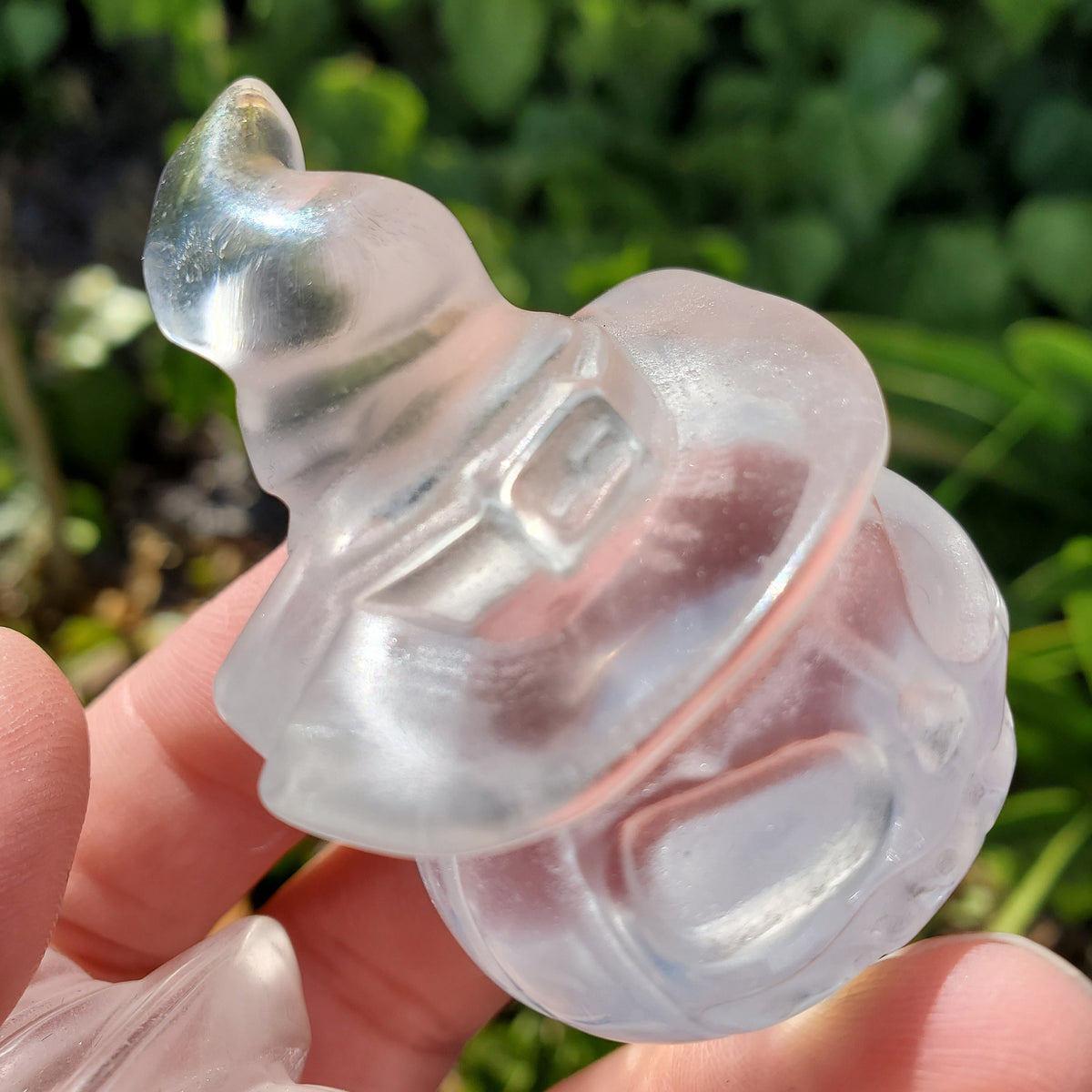 Glass Pumpkin with Witch Hat - Light Reflecting Crystal Pumpkin - 2.15" Crystal Carved Pumpkin - Halloween Decoration