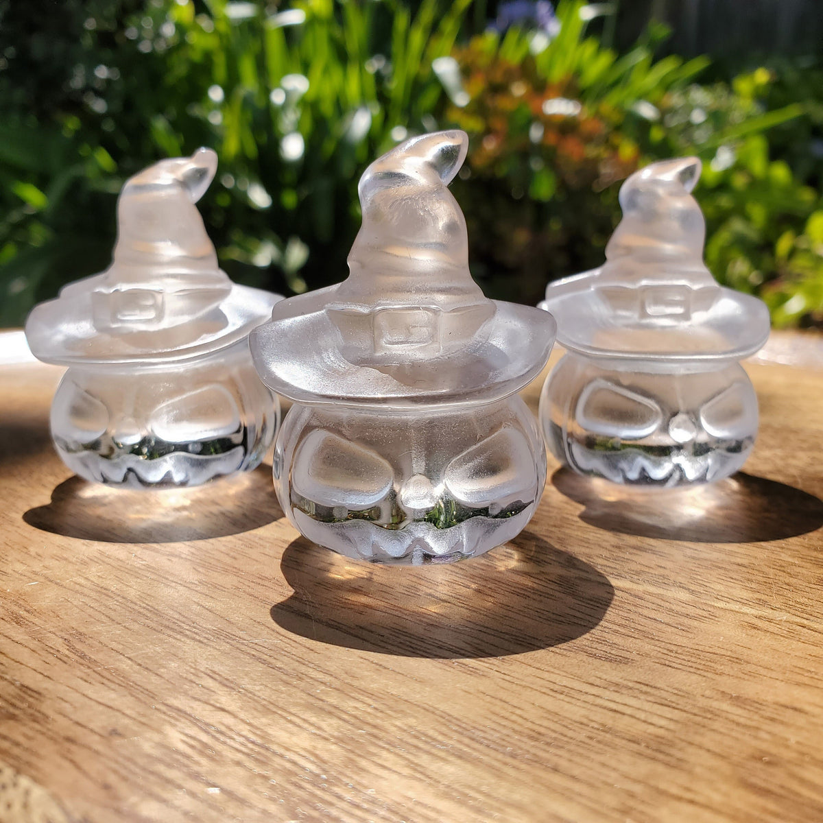 Glass Pumpkin with Witch Hat - Light Reflecting Crystal Pumpkin - 2.15" Crystal Carved Pumpkin - Halloween Decoration