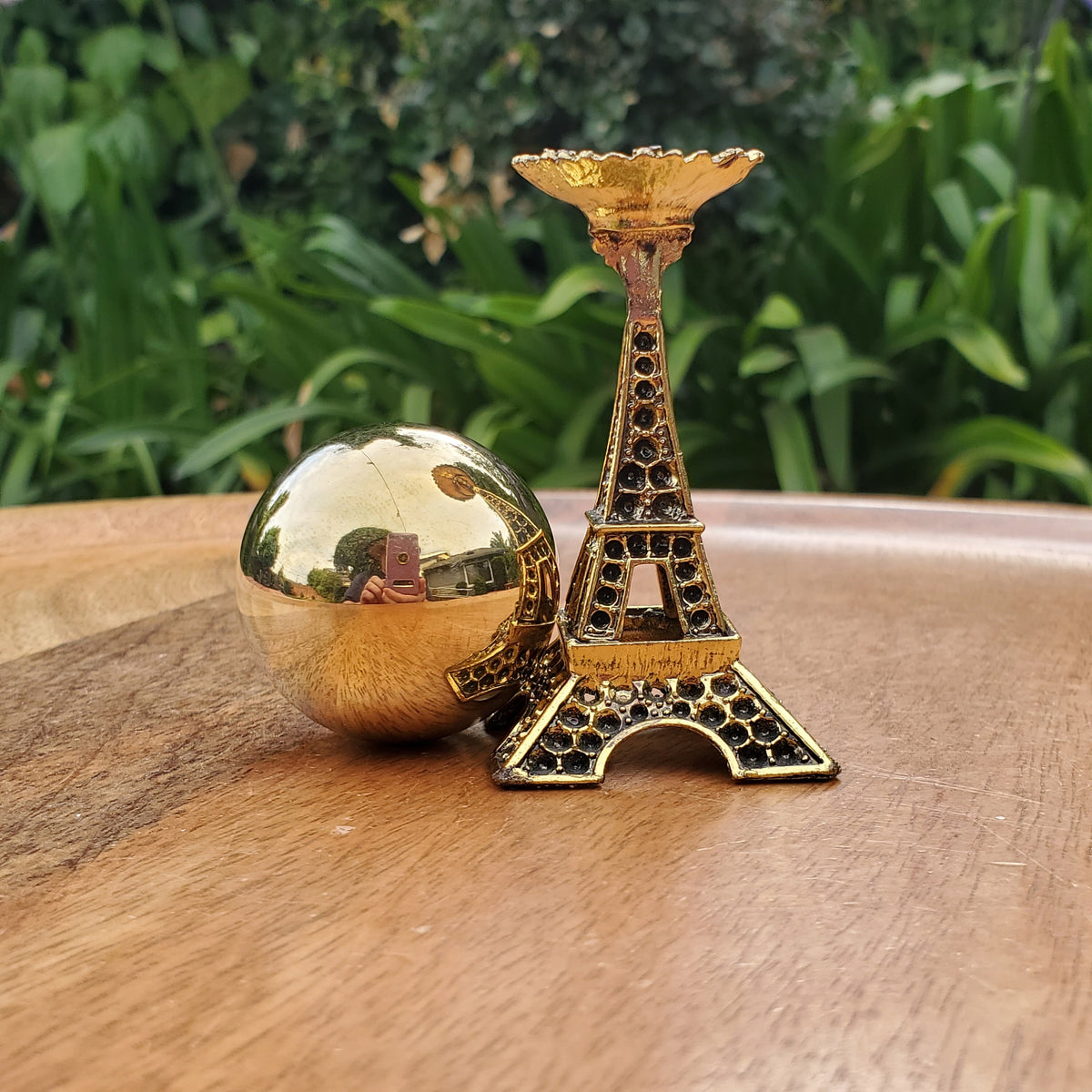 Pyrite Sphere on Gold Paris Stand - Blocks Negativity, Boost Personal Power - 1.5" Pyrite Sphere on Stand Healing Gemstone