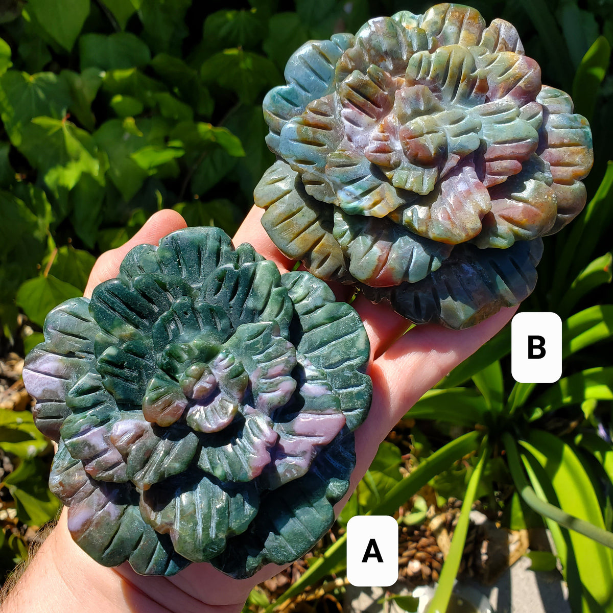 Big Ocean Jasper Flower - Strength, Renewal, Tranquility - Jasper Crystal Rose Carving Healing Crystals Gemstones