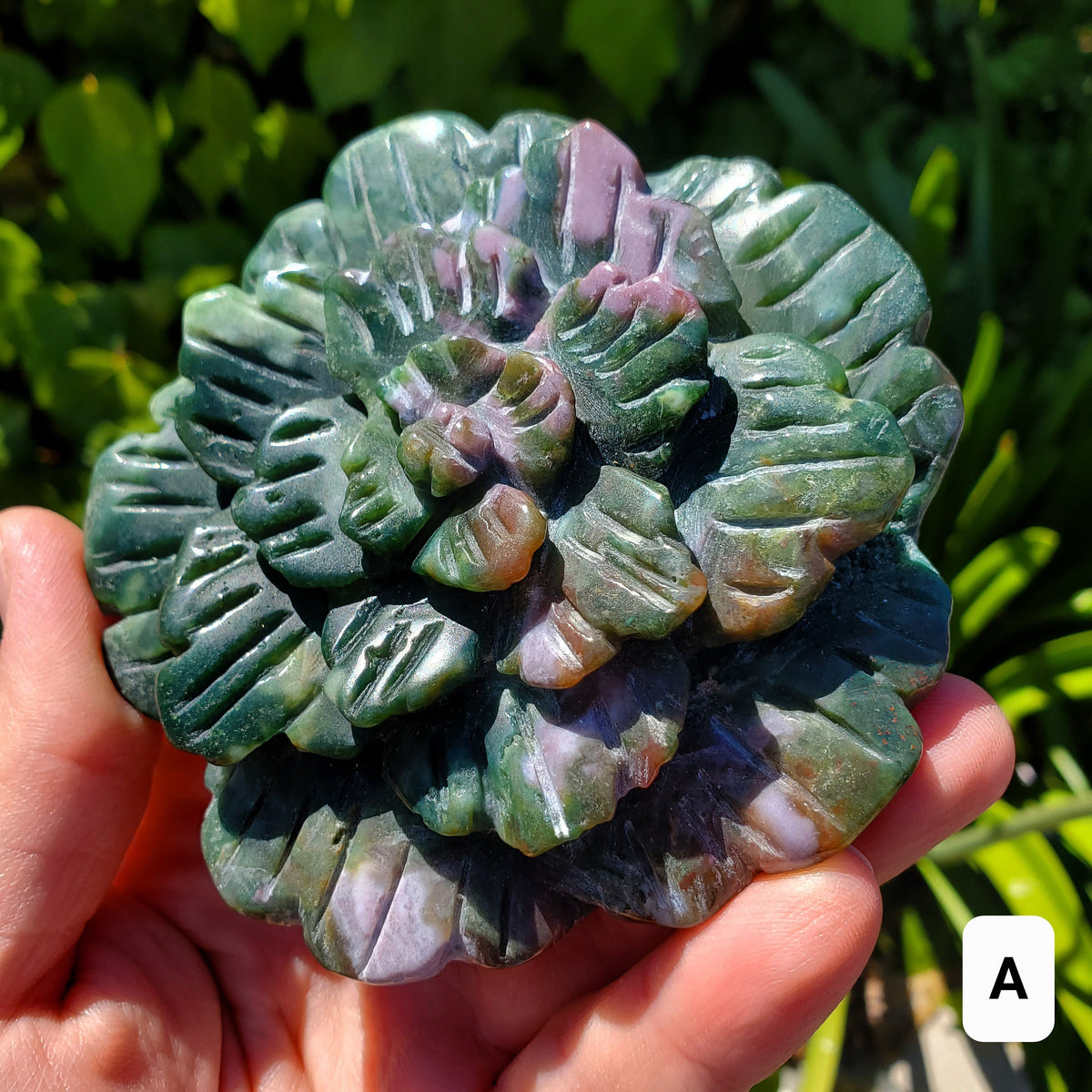 Big Ocean Jasper Flower - Strength, Renewal, Tranquility - Jasper Crystal Rose Carving Healing Crystals Gemstones
