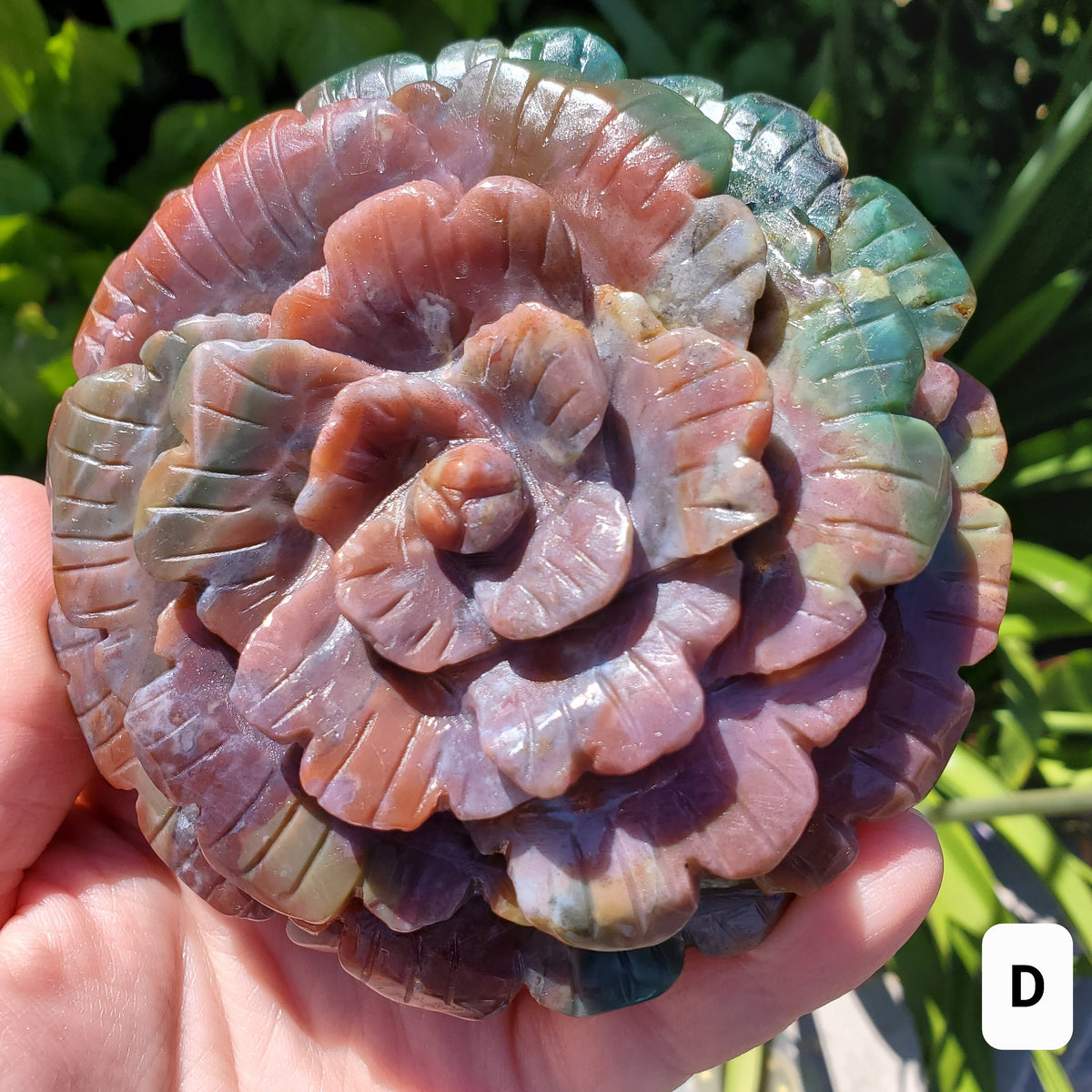 Big Ocean Jasper Flower - Strength, Renewal, Tranquility - Jasper Crystal Rose Carving Healing Crystals Gemstones