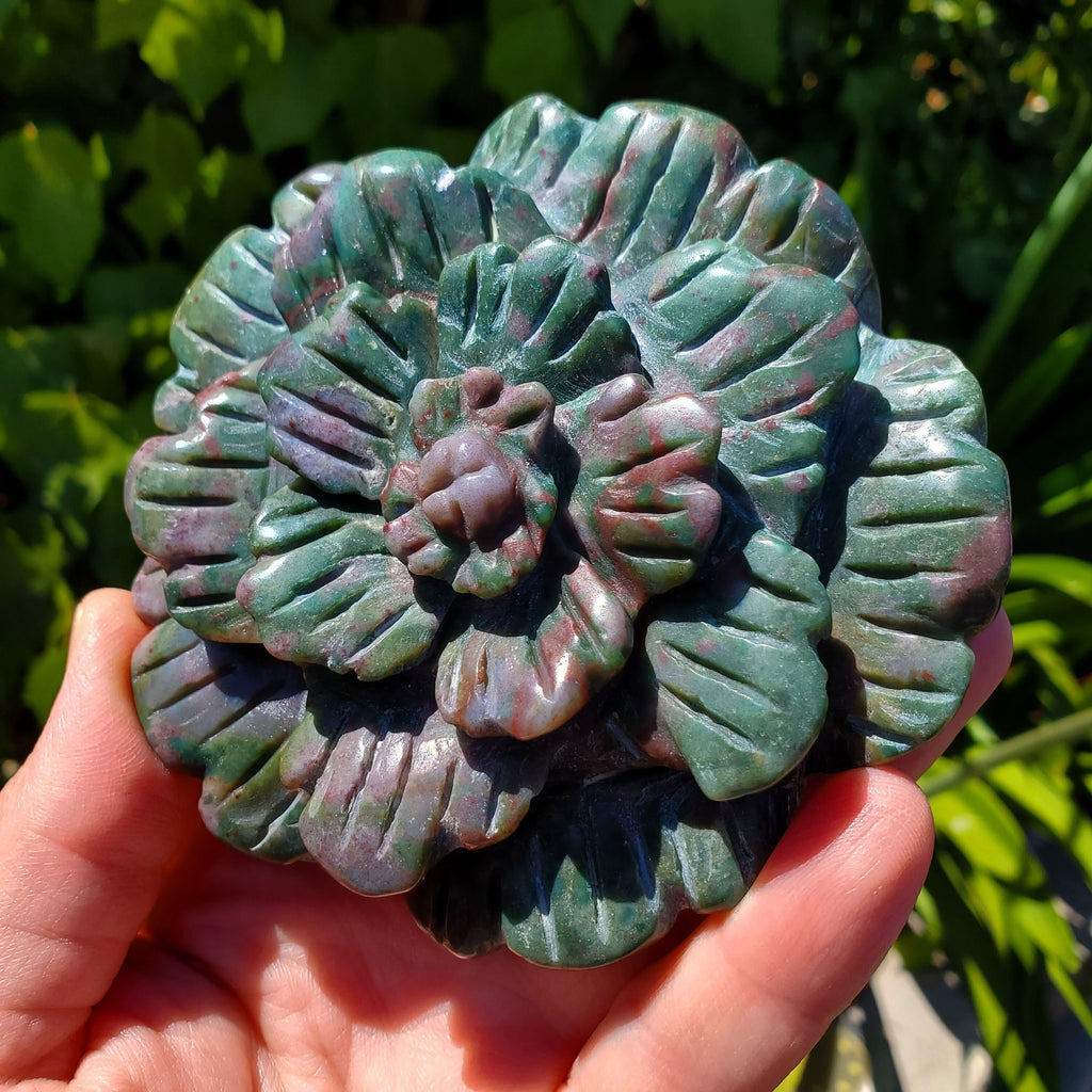 Big Ocean Jasper Flower - Strength, Renewal, Tranquility - Jasper Crystal Rose Carving Healing Crystals Gemstones