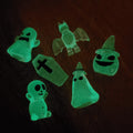 Small Glow in The Dark Halloween Set of 6 - Luminous Spooky Figurines that Glows with UV Light, Flashlight or Sun - Halloween Decor & Gifts