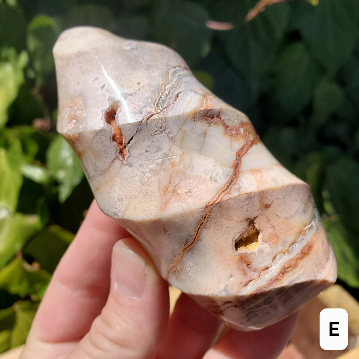Pink Lace Agate Crystal Flame - Balance of the Physical, Mental & Emotional - Pink Agate Flame Healing Gemstone